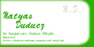 matyas duducz business card