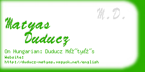 matyas duducz business card